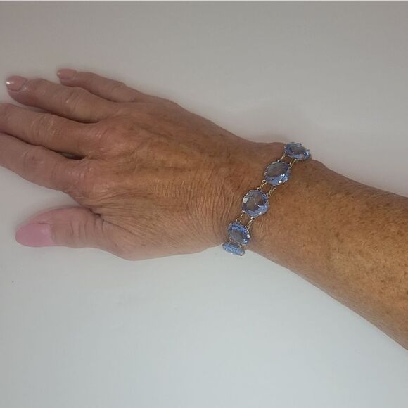 Blue Vintage Czech Glass Bracelet - Picture 2 of 7